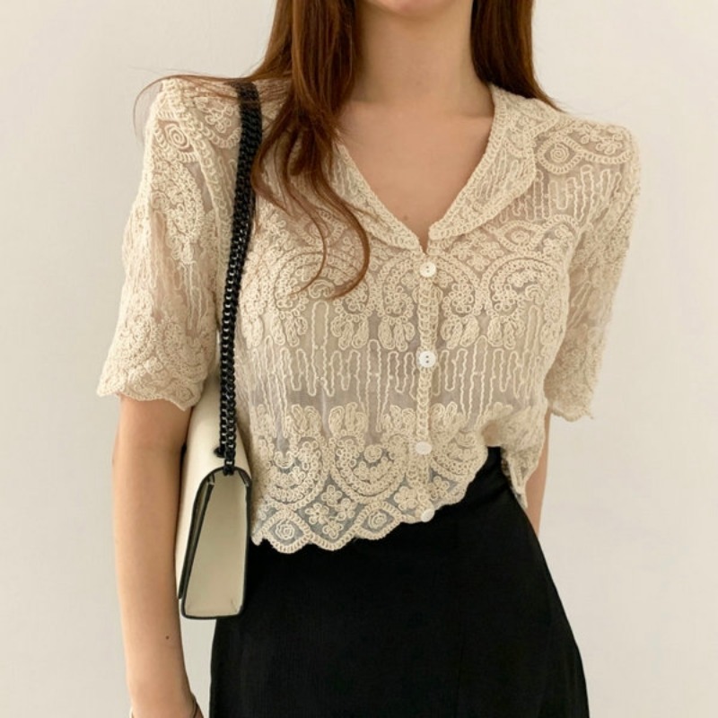 Crochet Top Boho - Женский кардиган с коротким рукавом и