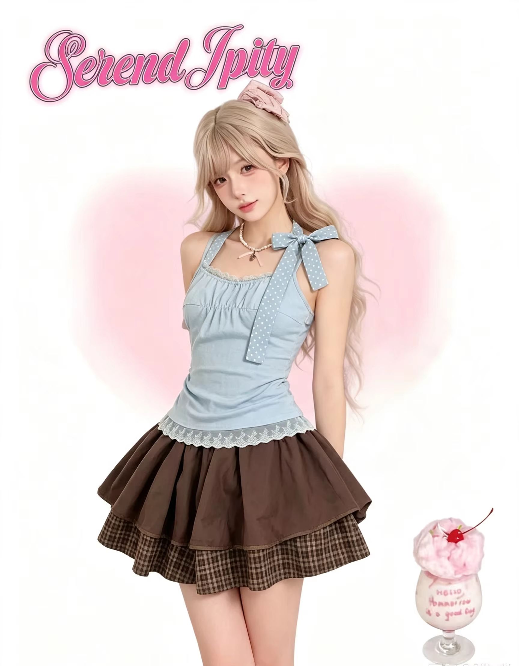 Vintage Fashion Outfit - Японский комплект в стиле Харадзюку Y2K,